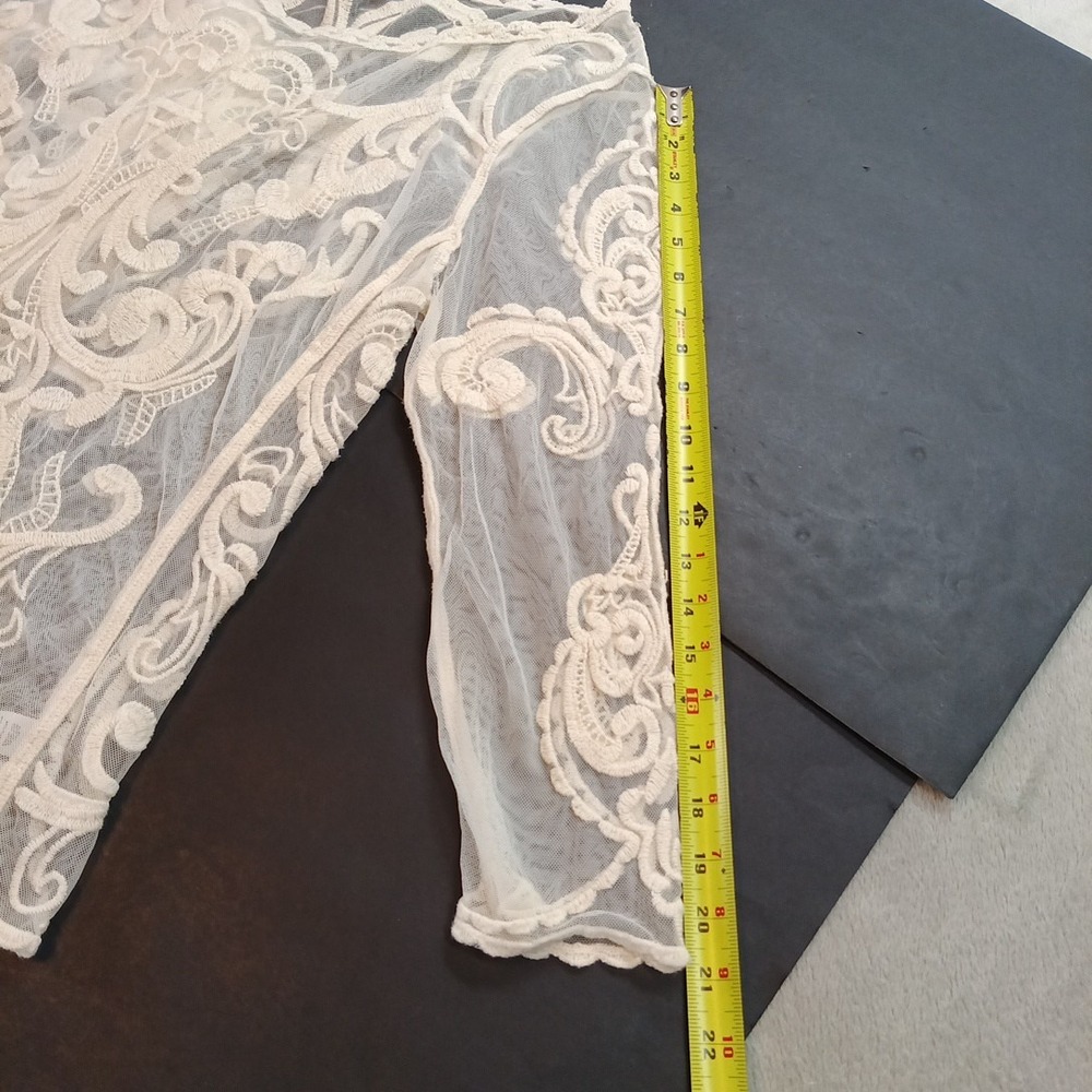 Express Woman's White/ivory Lace Long Sleeve Shirt Size Large Preppy. - Picture 8 of 10